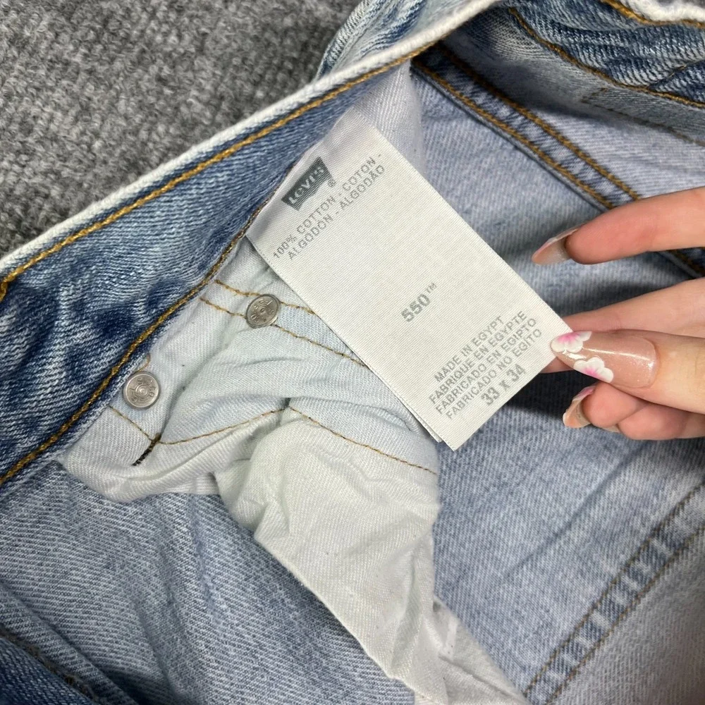 Levi's 550 Jeans Men's Blue Denim Cotton Relaxed Fit Pockets Zip Fly Y2K - 32X33